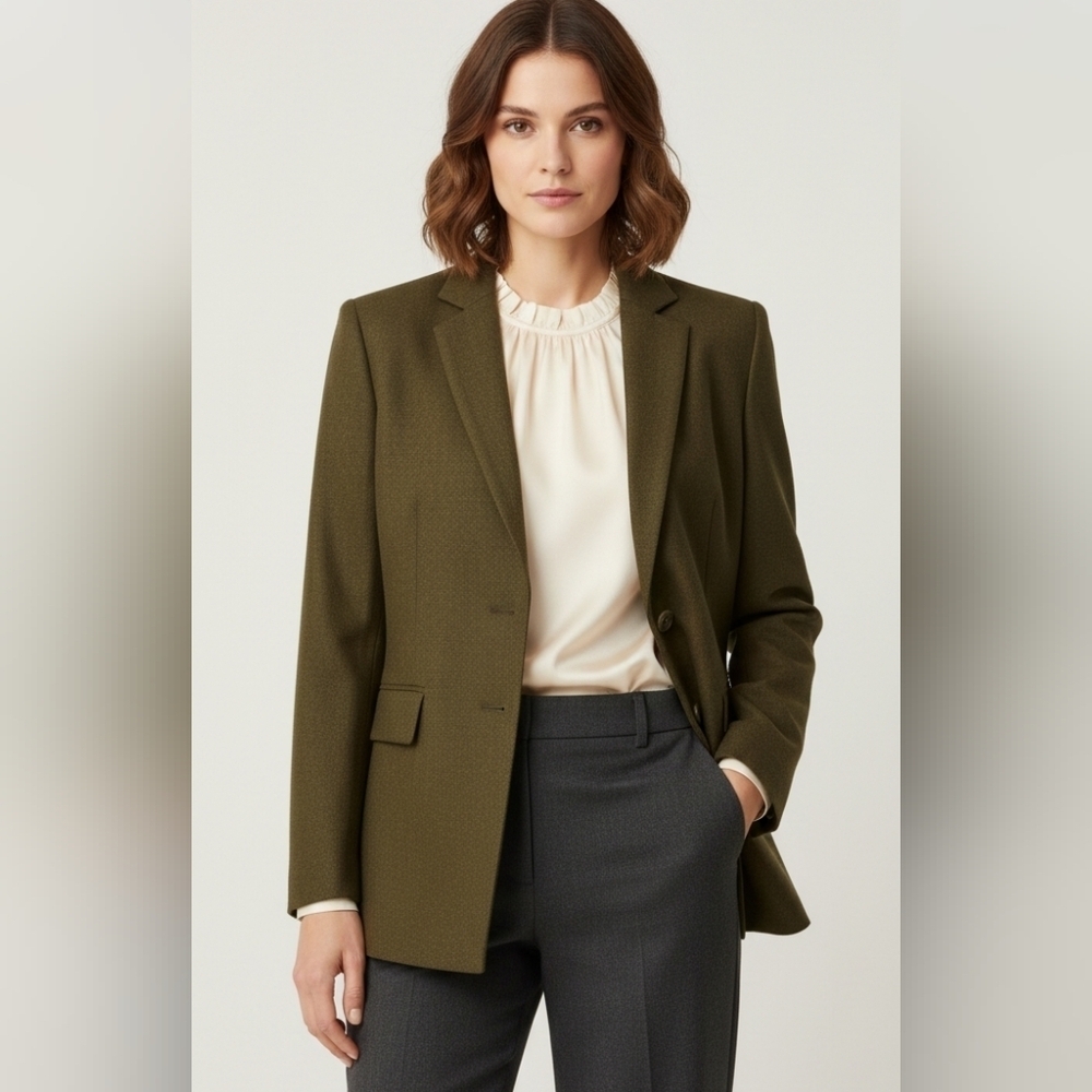 Le Suit Jacket size 8 olive green